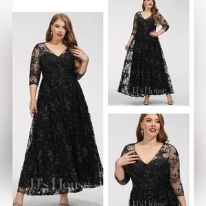 JJ's House Shima Lace Maxi Dress #272113 $224 Size 16 Black New with Tags